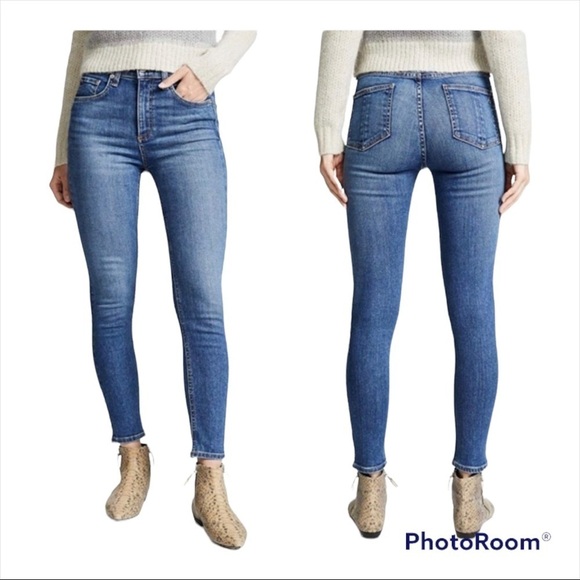 Rag & Bone High Rise Ankle Skinny Jeans Size 25 | Blue Denim Stretch - Picture 4 of 10